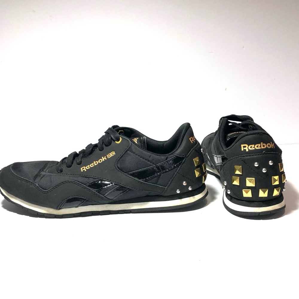 Reebok x Alicia Keys Collab Studded Black Gold Fashion Sneaker Women’s Size 8